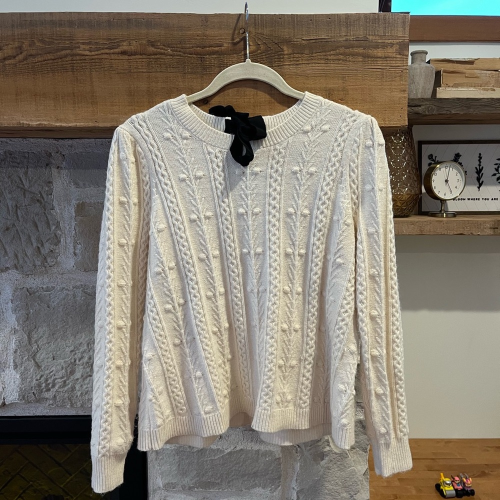 Loft cream black bow bobble sweater